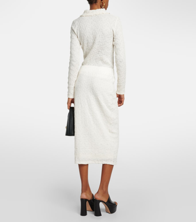 Shop Vince Smocked Cotton-blend Midi Skirt In White