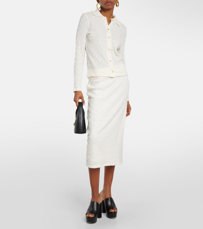 Shop Vince Smocked Cotton-blend Midi Skirt In White