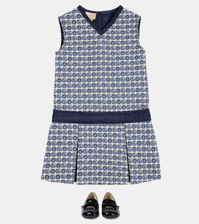 Shop Gucci Gg Cotton-blend Dress In Blue