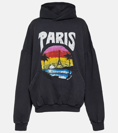 Balenciaga Paris Tropical Print Oversized Hoodie In Multicoloured
