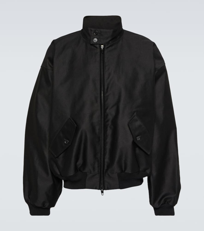 Shop Balenciaga Harrington Cotton Bomber Jacket In Black