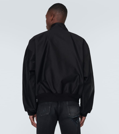 Shop Balenciaga Harrington Cotton Bomber Jacket In Black