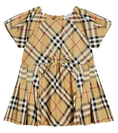 Shop Burberry Baby Jada  Check Cotton-blend Dress In Multicoloured