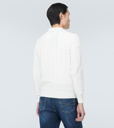Shop Brunello Cucinelli Cotton Polo Sweater In White