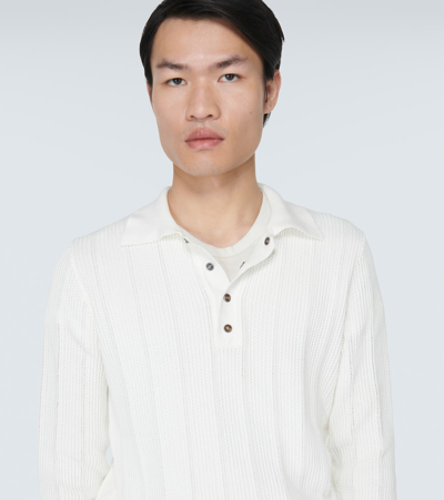 Shop Brunello Cucinelli Cotton Polo Sweater In White