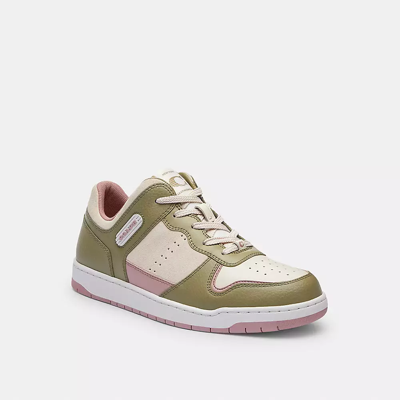 Shop Coach C201 Lowtop-sneaker In Moss/light Rose