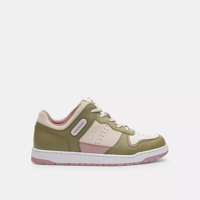 Shop Coach C201 Lowtop-sneaker In Moss/light Rose