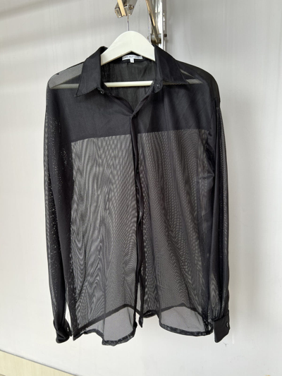 Pre-owned Helmut Lang Transparent Mesh Shirt Oversize In Black