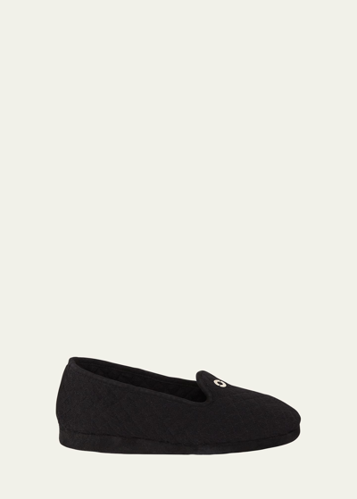 Shop Loro Piana Pantofola Cashmere Slippers In Black