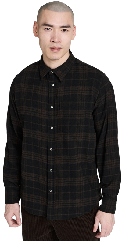 Shop Norse Projects Algot Relaxed Wool Check Shirt Espresso