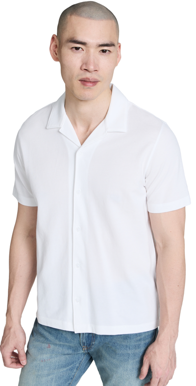 Shop Vince Pique Cabana Button Down Shirt Optic White