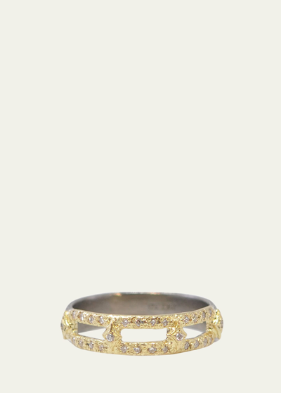 Shop Armenta 18k Yellow Gold And Sterling Silver Ring With White Diamonds In Yg