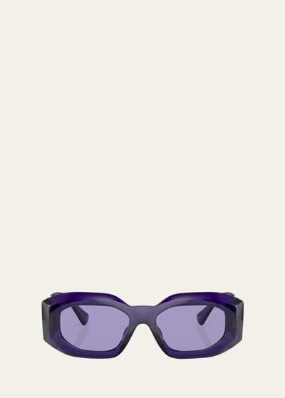 Shop Versace Medusa Oval Plastic Sunglasses In Violet
