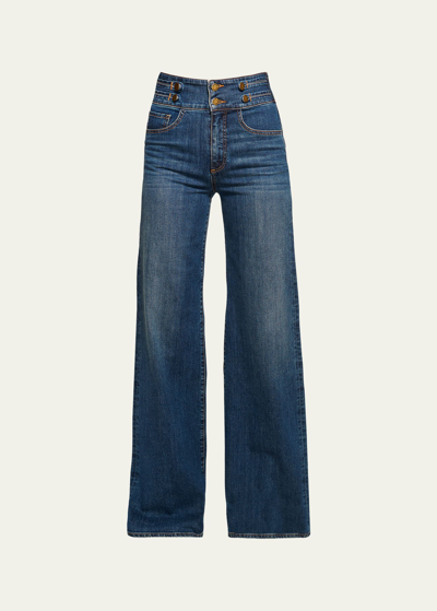 Shop Ramy Brook Liv High-rise Wide-leg Jeans In Medium Wash