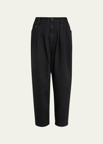 Shop Marc Jacobs Runway Oversized Front Pleated Jeans In Black