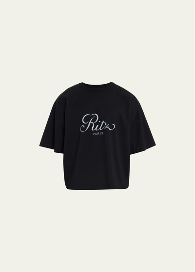 Shop Frame X Ritz Paris Men's Cotton Logo T-shirt In Black