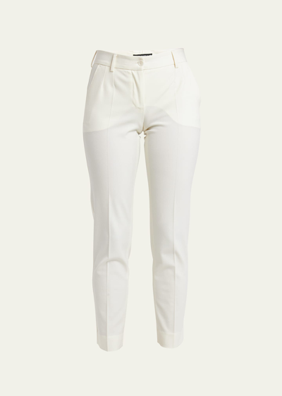 Shop Dolce & Gabbana Straight Wool Stretch Pants In Nat White