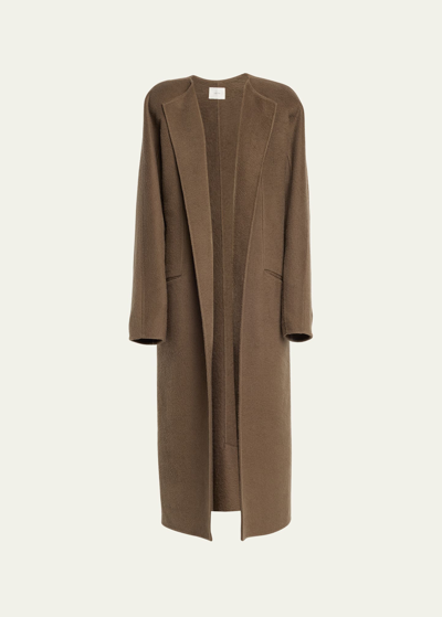 Shop The Row Prisheella Collarless Cashmere Coat In Brown Bear