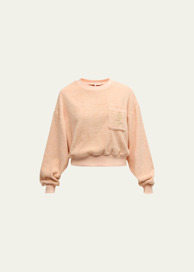 Shop Frame X Ritz Paris Cropped Cotton-terry Sweatshirt In Ritz Pink