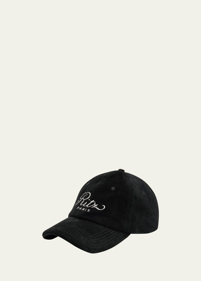 Shop Frame X Ritz Paris Men's Suede Baseball Hat In Black