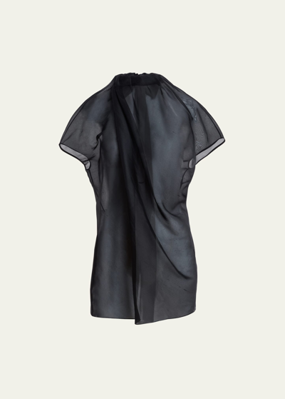 Shop Khaite Kass Draped Silk Top In Black