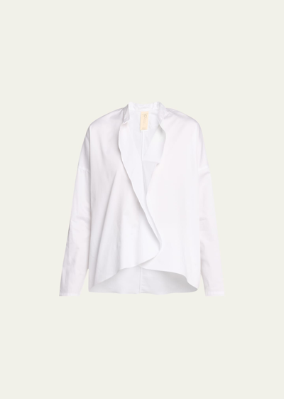 Shop Zero + Maria Cornejo Fin Ruffled Gaban Shirt In White Pepper