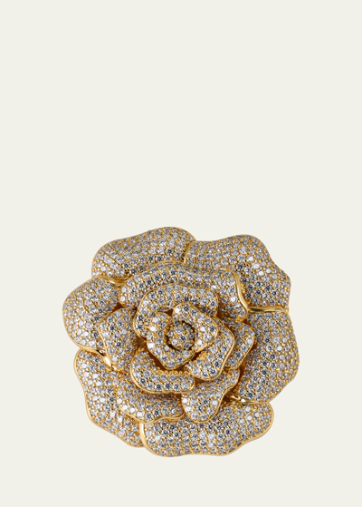 Shop Natasha Accessories Limited Embellished Rose Brooch In Gldcryst