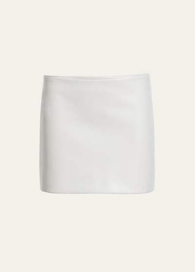 Shop Khaite Jett Leather Mini Skirt In Optic White