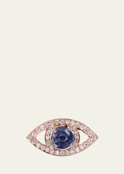 Shop Alice Van Cal 18k Rose Gold Diamond Eye Earring Halo, Single In Rg