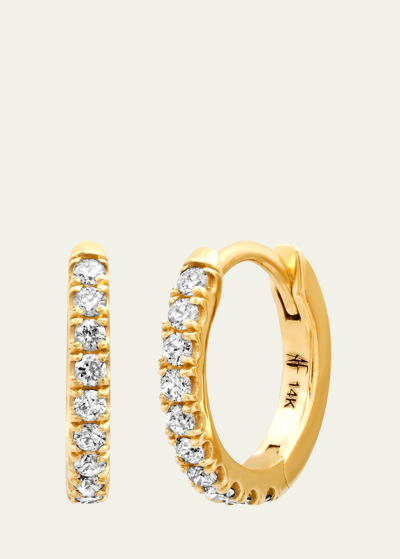 Shop Andrea Fohrman 14k Yellow Gold Diamond Pave Huggie Earrings In White