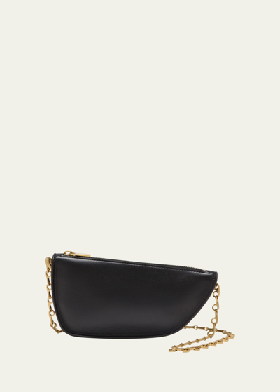 Shop Burberry Shield Micro Leather Shoulder Bag In Black