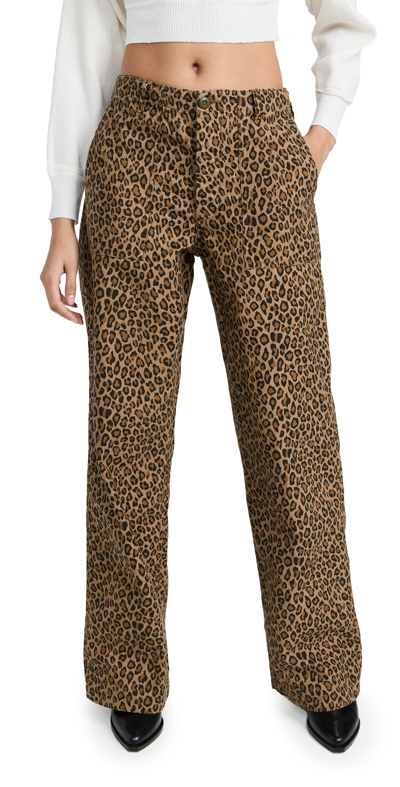 Shop R13 Wide Leg Utility Pants Leopard
