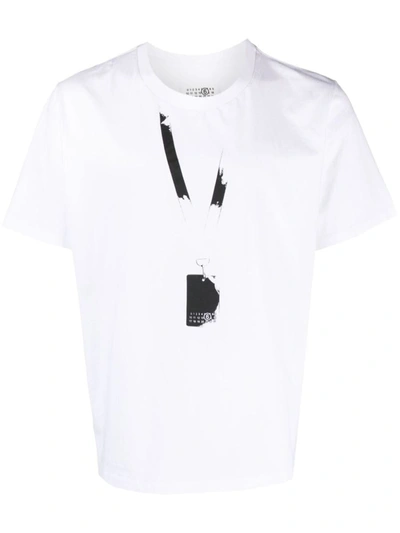 Shop Mm6 Maison Margiela Backstage Pass Cotton T-shirt In White