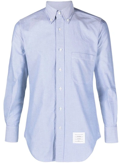 Shop Thom Browne Cotton Shirt In Clear Blue