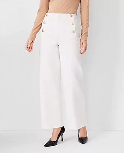 Ann Taylor Mariner High Rise Wide Leg Crop Jeans In Ivory In Ivory