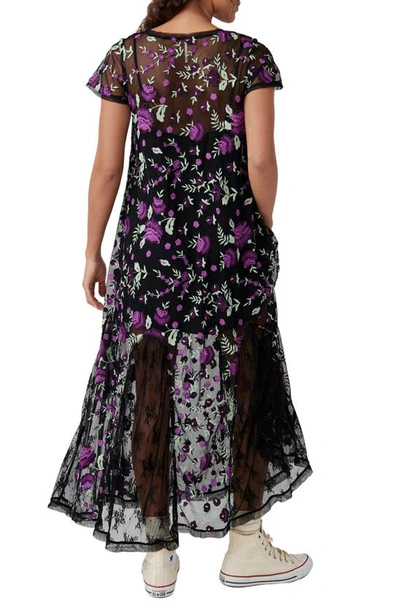Shop Free People Sky Bright Floral Embroidered Midi Dress In Purple
