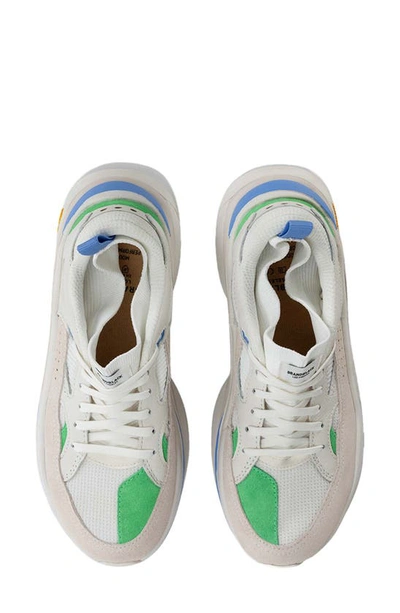 Shop Brandblack Saga Sneaker In White Green Royal Blue