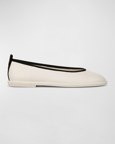 Shop Vince Sofia Lambskin Ballerina Flats In Milk White Leathe