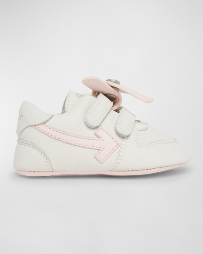 Shop Off-white Girl's Mini Out Of Office Leather Sneakers, Baby In White Pink