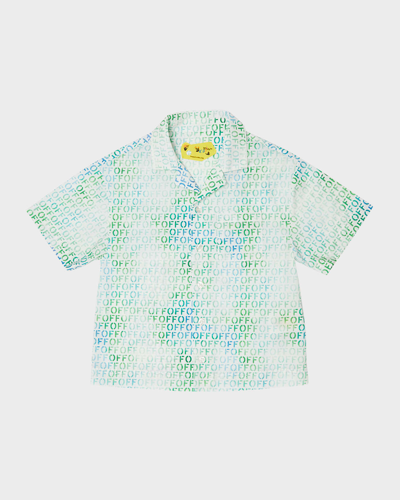 Shop Off-white Boy's Off Stamp Bowling Shirt In Multicolor M