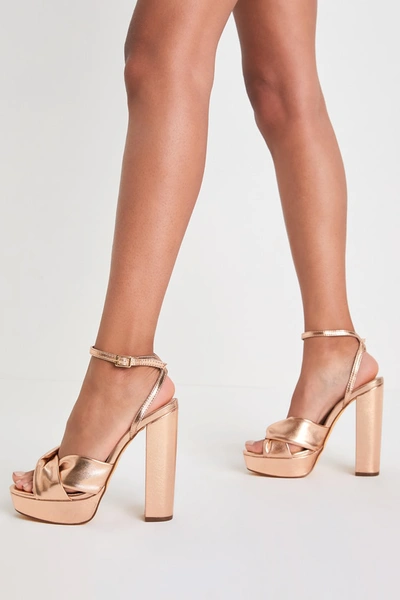 Shop Lulus Prestan Rose Gold Platform Ankle Strap High Heels