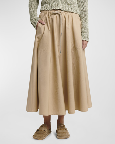 Shop Moncler Drawstring Midi Skirt In Light Beige
