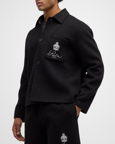 Shop Frame X Ritz Paris Men's Wool Overshirt In Black