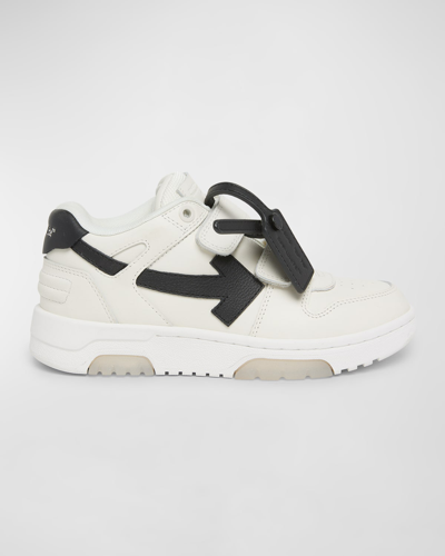 Shop Off-white Kid's Out Of Office Leather Sneakers, Toddler/kids In Off White Black