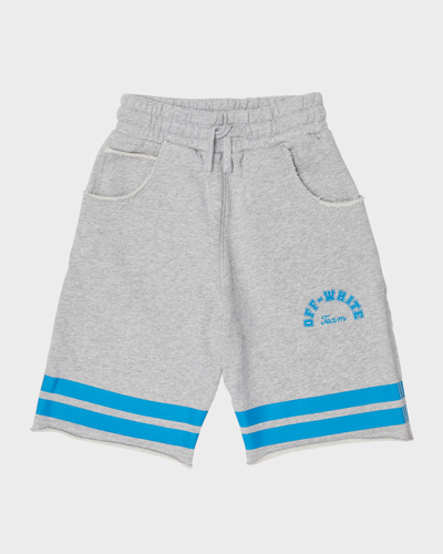 Shop Off-white Boy's Team 23 Sweat Shorts In Melange Grey Meth