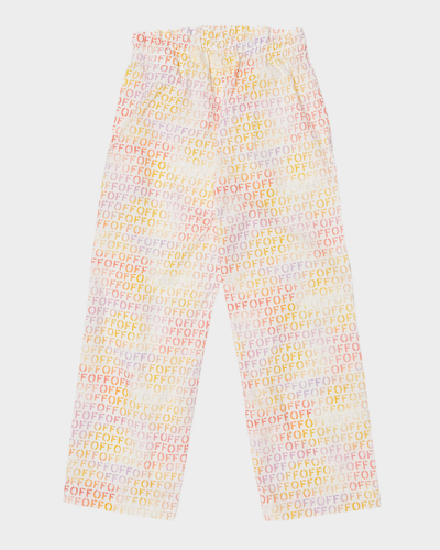 Shop Off-white Girl's. Multicolor Ff Stamp Straight-leg Pants In Multicolor Multi