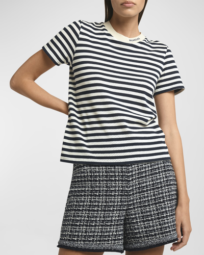 Shop Moncler Striped Short-sleeve T-shirt In Natural