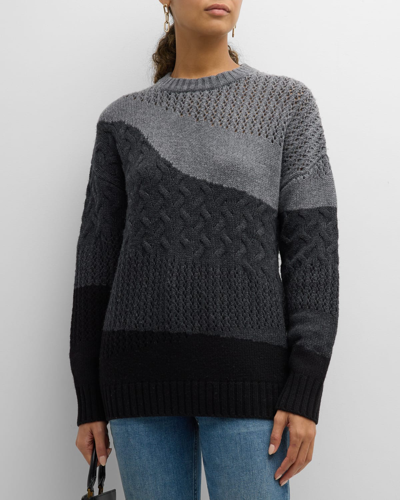 Shop Naadam Mixed-stitch Colorblock Wool-cashmere Sweater In Gray Blue