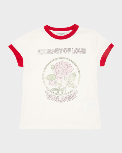 Shop Golden Goose Girl's Journey Of Love Graphic T-shirt In Artic Wolf Red
