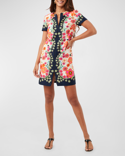 Shop Trina Turk Arboretum Floral-print Zip-front Mini Dress In Multi